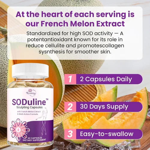 Miniatura 8 de Suplemento anticelulítico, cápsulas escultoras SODuline™ con SOD de melón francés y perlas de fito, reduce la celulitis, removedor de celulitis