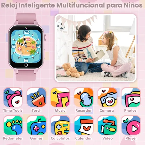 Miniatura 2 de Luyiilo Reloj inteligente para niños, reloj inteligente para niños, juguetes con 26 juegos de rompecabezas, pantalla táctil, cámara HD, reloj