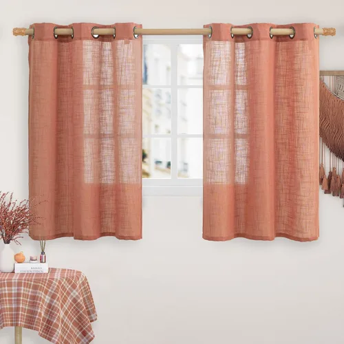 Miniatura 48 de LAMIT Cortinas de lino sintético para dormitorio, paneles filtrantes de luz, cortinas de lino con protección de privacidad con ojales para ventanas