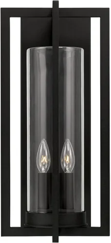 Miniatura 6 de Capital Lighting 948211BK Kent - Linterna de pared moderna con cilindro de vidrio transparente de línea vertical para exteriores, 1 luz de 60