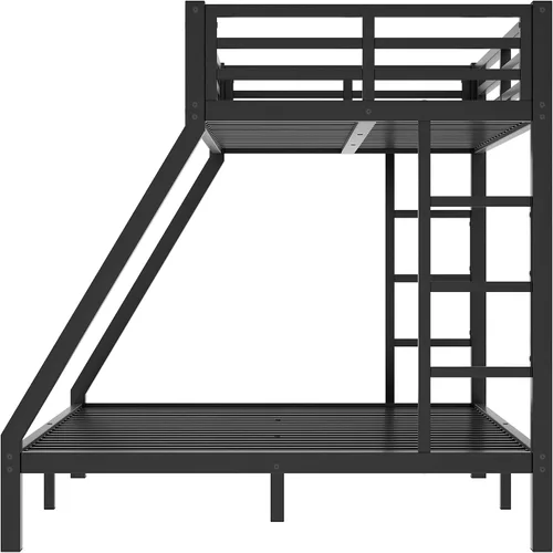 Miniatura 4 de Bellemave - Litera de cama individual XL sobre queen de metal resistente para adultos, color negro
