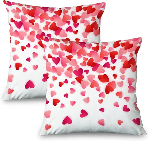 Juego de 2 fundas de almohada de corazón para el día de San Valentín de 20 x 20 pulgadas, regalos románticos de San Valentín, Día de la Madre,