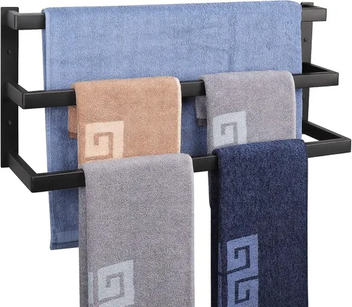 Miniatura 10 de NearMoon Toallero de baño, soporte para toallero, estante cuadrado, toalla colgante para baño, toallero grueso de acero inoxidable SUS304 montado