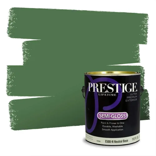 Miniatura 274 de Prestige Paints - Pintura exterior e imprimación en uno, 1 galón, plano, compatibilidad comparable con el color menta «Whipped Mint» de Behr