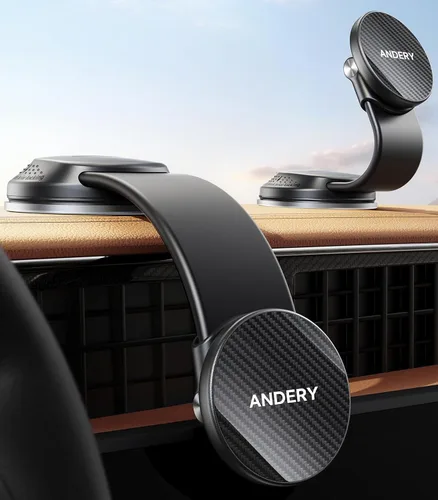 ANDERY Soporte de teléfono para automóvil MagSafe [brazo de aleación de memoria ajustable de 360° | 2400 gf de potencia magnética más fuerte]