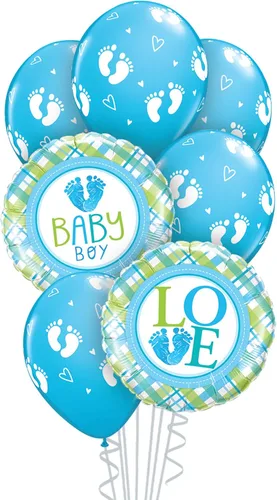 Miniatura 2 de Qualatex Caja de 7 piezas de ramo de globos, círculos de primer cumpleaños Stars-Boy
