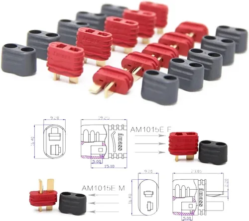 Miniatura 4 de Amass - 10 pares de conectores en T actualizados de la funda Deans Conector Deans Plug para piezas RC (10 pares de enchufe en T)