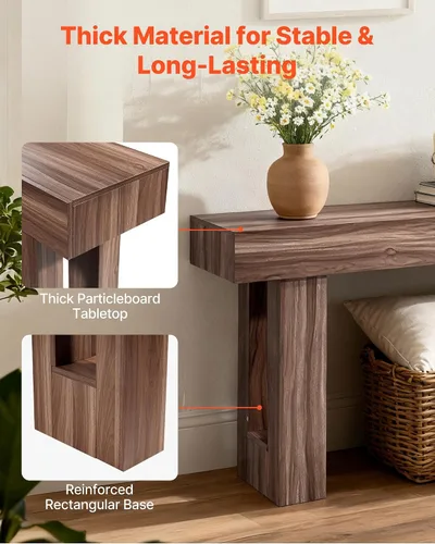 Miniatura 6 de VEVOR Mesa de consola, mesa de entrada de 63 pulgadas, mesa rectangular de madera, mesa de sofá estrecha detrás del sofá, mesas de consola