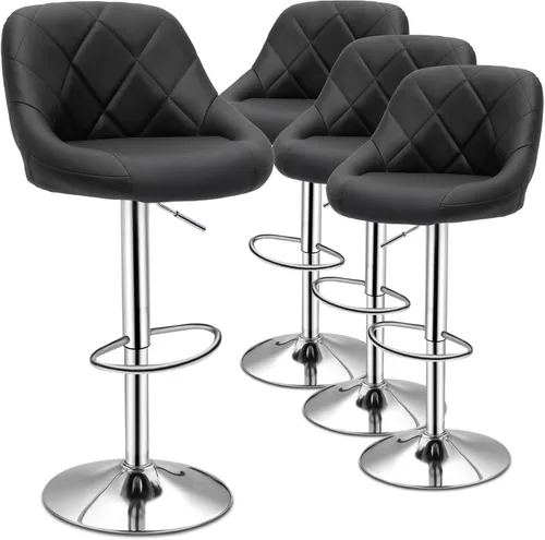 Miniatura 13 de Magshion Juego de 2 taburetes de bar, taburetes de bar giratorios de altura de mostrador, moderna silla de isla con respaldo y reposapiés para Gris