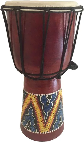 Miniatura 3 de JIVE Tambor Djembe – Tambor de mano africano Bongo Congo de 12 pulgadas – Instrumento de percusión de madera maciza con cabeza de piel de cabra