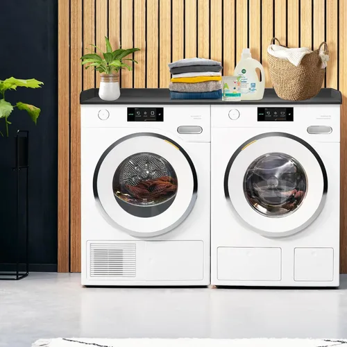 Miniatura 6 de Royxen Encimera de lavandería de madera maciza, encimera para todas las lavadora y secadora de carga frontal, espacio adicional para lavandería
