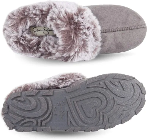 Miniatura 9 de Jessica Simpson - Zueco de piel sintética para mujer pantuflas cómodas y peludas para interiores con espuma viscoelástica