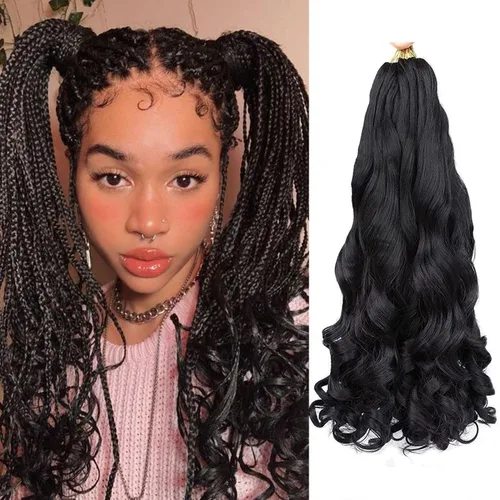 Miniatura 10 de Cabello rizado francés trenzado de 10 pulgadas, color 4, cabello rizado preestirado, 8 paquetes de trenzas de ganchillo de rizo francés para trenzas