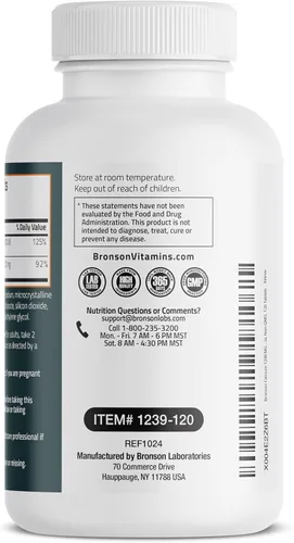 Miniatura 5 de Bronson Calcio 1200 mg por porción más vitamina D3 1000 UI fórmula de alta potencia, sin OMG, 120 tabletas