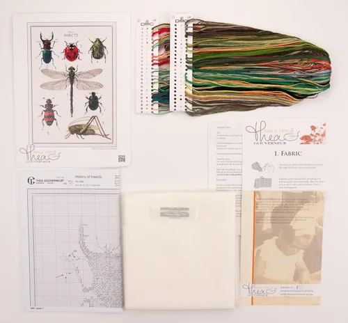 Miniatura 3 de Thea Gouverneur - Kit de punto de cruz contado - La historia de los insectos - Aida - 14 unidades - Kit de bordado para adultos - Hilos de bordado