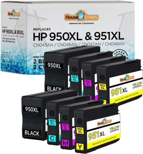 Houseoftoners Cartucho de tinta remanufacturado para HP 950XL y 951XL, repuesto de alto rendimiento para HP 950XL y 951XL Officejet Pro 8100 8600
