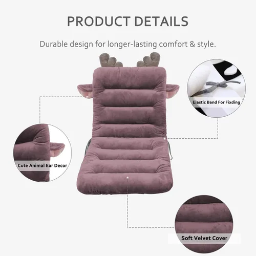 Miniatura 3 de ELFJOY Cojín para Silla de Oficina 85cm Cojín para Silla de Oficina Cojín de Asiento con Soporte Lumbar Cojín para Silla de Descanso con Banda