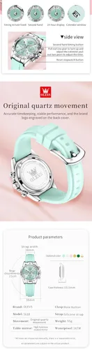 Miniatura 5 de OLEVS Relojes de diamante de lujo pequeños para mujer - Pulsera de acero inoxidable, impermeables, analógicos, luminosos, con fecha, relojes