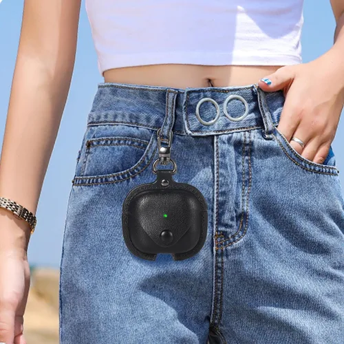 Miniatura 7 de Maxjoy Funda de cuero para AirPods 4, funda de cuero para AirPods de 4ª generación, funda protectora de cuero con llavero compatible con Apple Negro