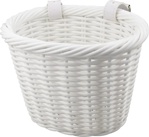 MEGHNA Mini cesta tejida para bicicleta para manillar de bicicleta para niña y niño para scooter, varios colores Blanco