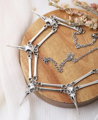 Miniatura 6 de Sacina Gargantilla gótica de esqueleto de calavera, colgante de calavera de aleación de zinc, regalo de joyería gótica de Halloween para mujeres