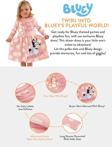 Miniatura 6 de Bluey Vestido para niñas Vestidos de invierno para niñas Vestido de bingo para niñas
