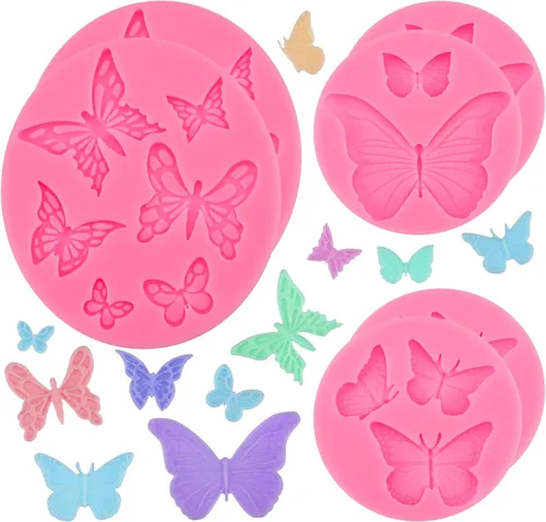 Miniatura 14 de Beasea Moldes de silicona para jabón, 2 moldes para pastel de mariposa, moldes para jabón, bandeja de hielo de silicona, para manualidades