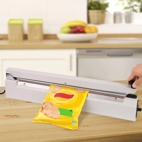 Miniatura 7 de Máquina selladora de impulso comercial de 20 pulgadas Heavy duty industrial heat sealer with 3mm wide seal strip & aluminum body. Ideal for bulk