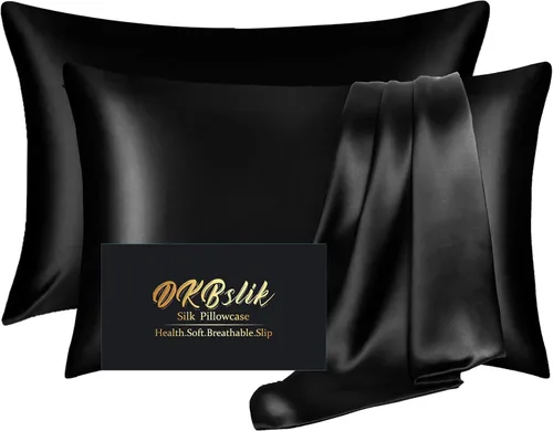 Miniatura 9 de DKBslik - Fundas de almohada de seda de morera tamaño Queen, suaves, antiacné, para cabello, piel y dormir bien, satén de seda natural refrescante