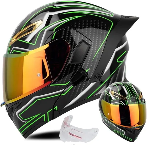Miniatura 9 de Casco de cara completa abatible para motocicleta con doble visera solar, aprobado por ECE/DOT, casco de motocross para scooter, turismo, bicicleta