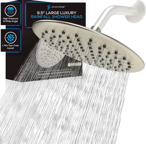 Miniatura 11 de SparkPod Cabezal de ducha de lluvia grande de 9.5 pulgadas, cabezal de ducha de lujo, cabezal de ducha de alta presión, cobertura de cuerpo completo