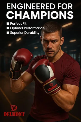 Miniatura 2 de Delmont Guantes de boxeo para hombres y mujeres – Bolsa pesada, guantes de kickboxing, sparring y entrenamiento con acolchado multicapa, soporte