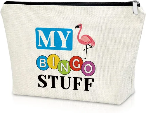 Miniatura 8 de Sazuwu Bolsa de maquillaje para juegos de bingo, regalos para amantes del bingo, bolsa de cosméticos, bolsa de juegos de azar de la suerte de casino