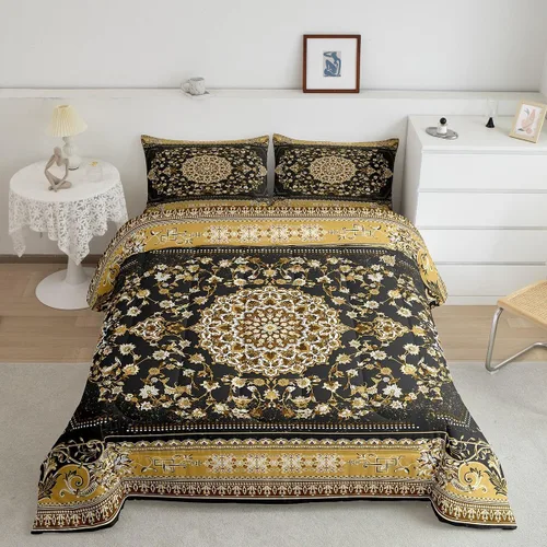 Miniatura 12 de Erosebridal Juego de edredón bohemio individual, juego de ropa de cama exótica bohemio, retro, azul, amarillo, degradado, rojo, floral, bohemio