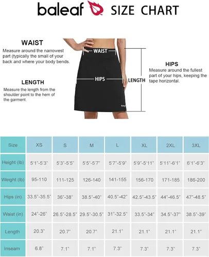 Miniatura 6 de BALEAF - Falda pantalón corta de 20 pulgadas de longitud hasta la rodilla, falda atlética, modesta, larga, casual, con bolsillo con cremallera