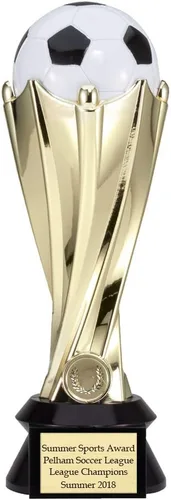 Miniatura 3 de SHOP AWARDS AND GIFTS Trofeo de fútbol personalizable de la Copa del Mundo de plástico de 9 pulgadas sobre una base negra, incluye personalización