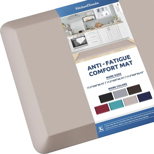 Miniatura 39 de KitchenClouds Alfombra de cocina acolchada anti fatiga, 17.3 x 60 pulgadas, impermeable, antideslizante, tapete de escritorio cómodo, para cocina