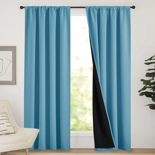 Miniatura 133 de NICETOWN Cortinas blancas 100% opacas, 2 capas gruesas completamente opacas con bolsillo para barra, cortinas aislantes térmicas para Blanco puro