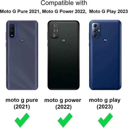 Miniatura 2 de Funda para Motorola Moto G Pure (2021)/Moto G Power (2022)/Moto G Play (2023) Funda tipo cartera, [9 ranuras para tarjetas] Collar cruzado ajustable