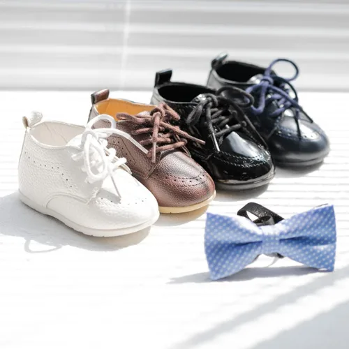 Miniatura 2 de ohsofy Zapatos Oxford de piel sintética, mocasines de goma y suela suave, zapatos de vestir de boda, zapatos de bebé para caminar