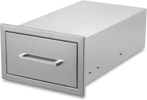 Cajones de cocina para exteriores, acero inoxidable, 14 pulgadas de ancho x 8-1/2 pulgadas de alto x 23 pulgadas de profundidad, montaje empotrado