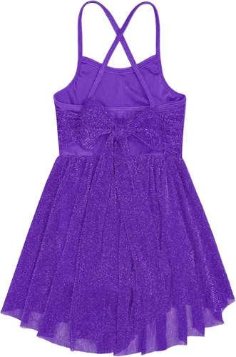 Miniatura 3 de TiaoBug Vestido de ballet de gasa con espaguetis para niñas, con cintura imperio, leotardo de gimnasia superpuesto, disfraz de bailarina lírica