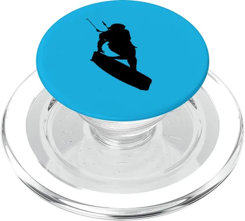 Miniatura 7 de Kitesurfers Freestyle Kite Femenino Jinete Negro Silueta PopSockets Estándar PopGrip
