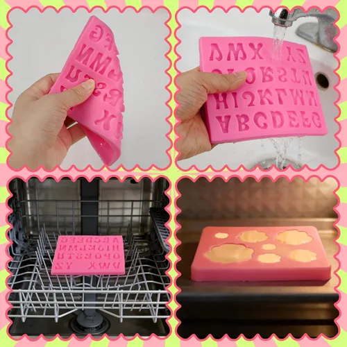 Miniatura 6 de 5 moldes de silicona para números de letras, molde de silicona de hojas de rosa, molde de números del alfabeto para fondant de chocolate, dulces
