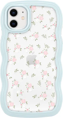 Miniatura 29 de ZCDAYE Funda compatible con iPhone 11, diseño floral estético, bonita funda rizada y ondulada para mujeres y niñas, funda de TPU suave a prueba