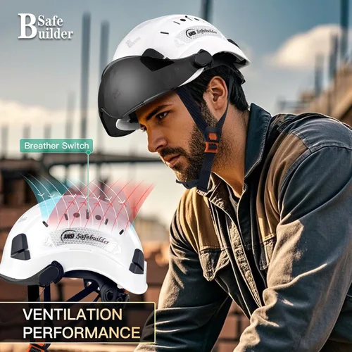 Miniatura 7 de Casco de Seguridad de Construcción con Visera Casco Duro ABS Cascos Duros de Ventilación Ajustable Protección de Cabeza de Trabajo Industrial