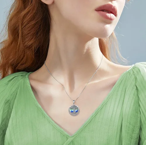 Miniatura 99 de ONEFINITY Collar de plata de ley 925 con diseño de árbol de la vida con colgante de nudo celta de concha de abulón para mujer
