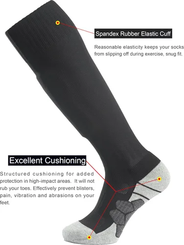 Miniatura 5 de APTESOL - Calcetas de fútbol hasta la rodilla (paquetes de 1/3/5) Calcetas acojinadas para niños, jóvenes, adultos, para equipos deportivos OTC