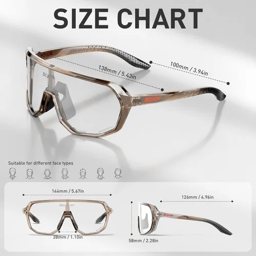 Miniatura 5 de SCVCN Photochromic Cycling Glasses Men Women Clear Sports Sunglasses UV400 Protection for Cycling Running Baseball mtb S63 A15 Fotocrómico