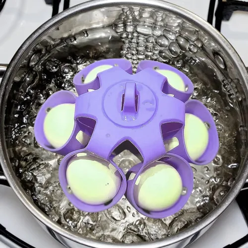 Miniatura 5 de Accesorio de silicona para hervir huevos, cocina 6 huevos a la vez, apto para lavavajillas, soporte para huevos duros, hace huevos duros o blandos